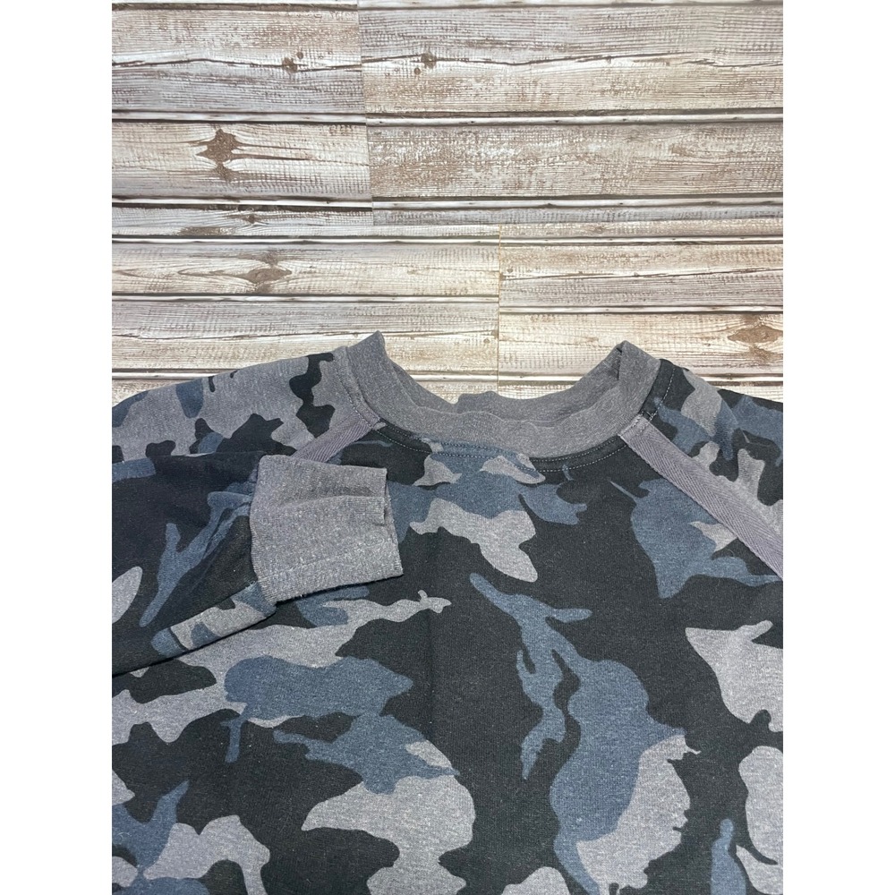 Prana Women's‎ Camo Print Crew Neck Sweatshirt Gray Pullover Small
